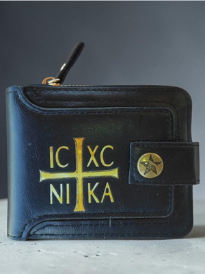 Wallet with IC XC NIKA print black color, new
