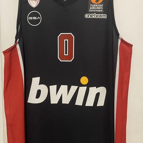Olympiacos Basketball Jersey 2023-2024 Signed by Thomas Walkup, Size X-Large