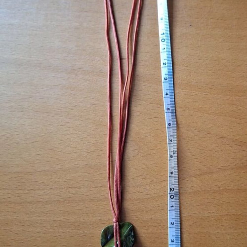 Handmade necklace like new, green and orange