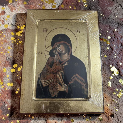 Panagia Glykofilousa Religious Icon new, gold leaf on wood