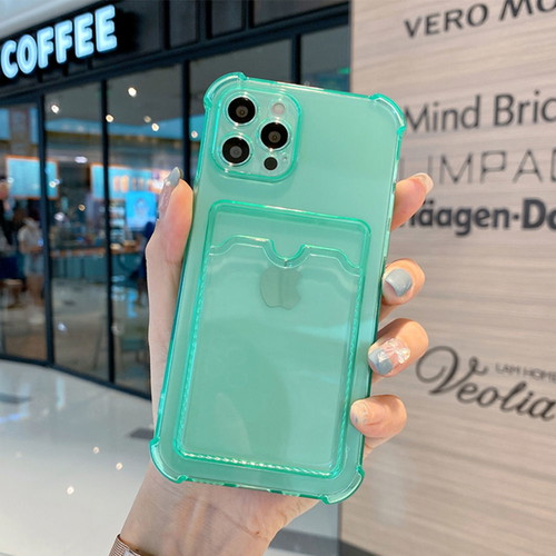 iPhone 12Pro Max case new with card slot, transparent green TPU