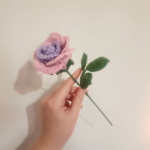 Crochet rose handmade, two-tone, 100% cotton yarn