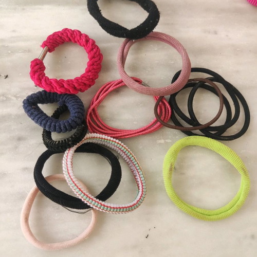 Hair ties set used, multicolored