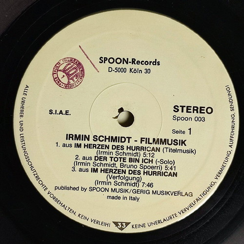 Irmin Schmidt Filmmusik vinyl used, jazz