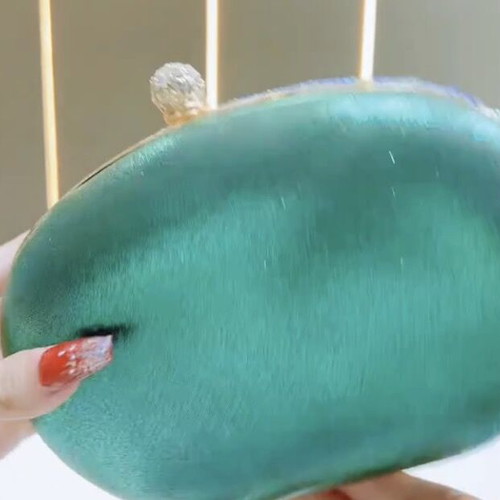Rhinestone Peacock Evening Clutch with Green and Blue Crystals