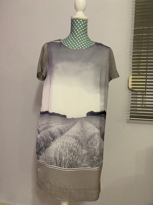 Bloom dress used, size M, grey with painting pattern