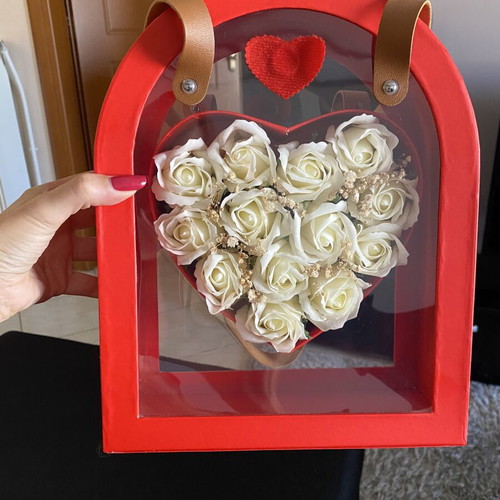 Bag with fake roses used, heart-shaped gift or decoration