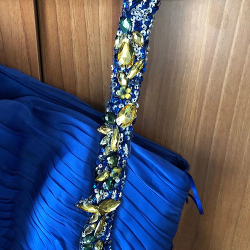 Formal long dress xl new, blue one-shoulder