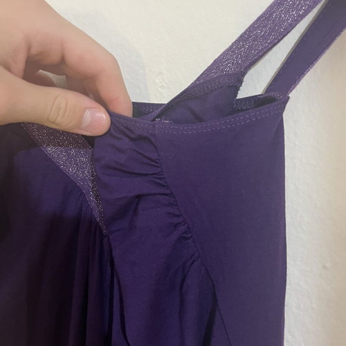 Morgan top in purple with shiny straps, new, size M