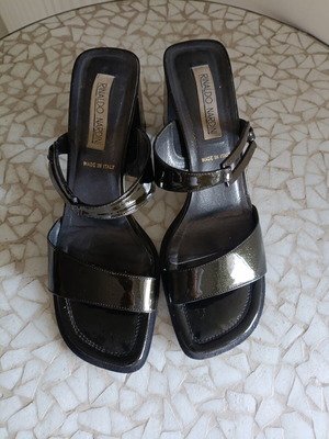 Rinaldo Nardini Italian leather slippers used, patent black, size 41.5