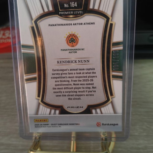 Panini Select 2025-26 EuroLeague Basketball Kendrick Nunn card