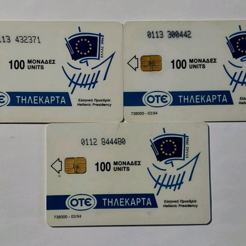 Phone cards used, pack of 3 from 1994