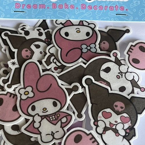 Edible Kuromi and Melody waffle designs for cake and cookies