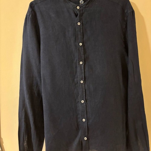Manetti navy blue linen shirt slim fit medium like new