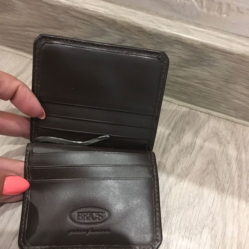Bric's leather and cloth wallet new, beige and brown