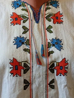 Authentic Linen Shirt Hand Embroidered Like New