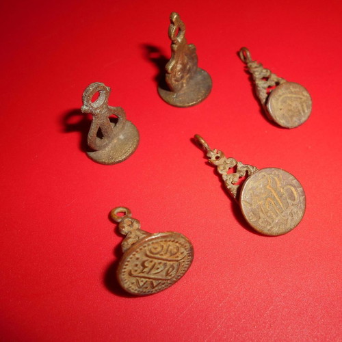 Authentic Ottoman Metal Seals used, set of 5 pieces