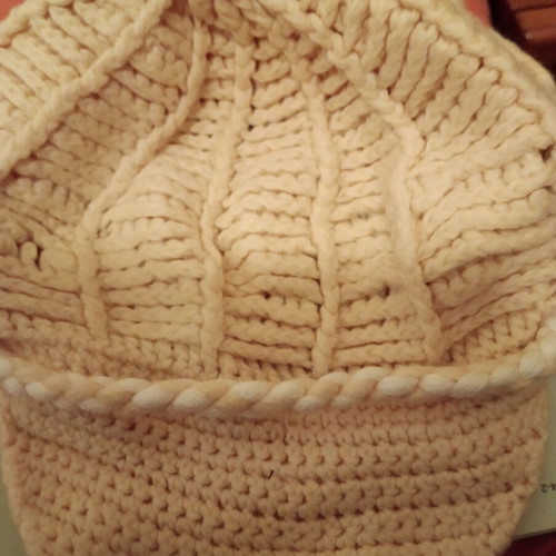 Handmade jockey hat used, yellow with white cord