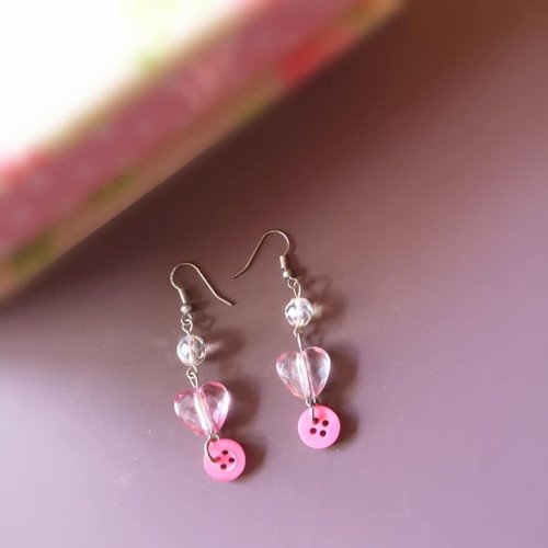 Handmade heart earrings pink Zara new