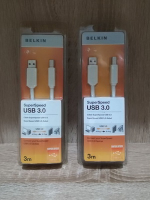Belkin πακέτο καλώδια USB 3.0, USB A σε USB B, 3 μέτρα, καινούργια, 2 τεμάχια