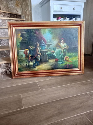 Painting with heavy wooden frame like new, 108x78