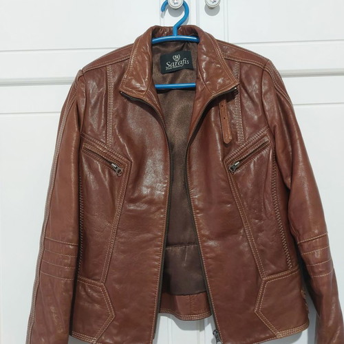 Leather jacket brown used, size L, from Kastoria