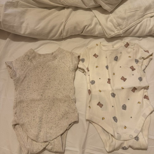 2 short-sleeve baby rompers 3-6 months, new