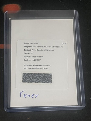 Scottie Wilkins Signature Redemption Card Panini Select like new