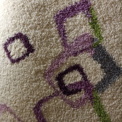 Oval beige Shaggy rug 1.30×1.50 with geometric patterns, antistatic and hypoallergenic fibers
