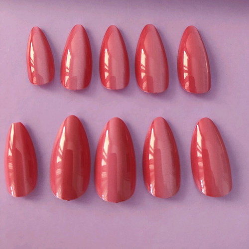 Pink almond cats eye fake nails new, set of 24 pieces