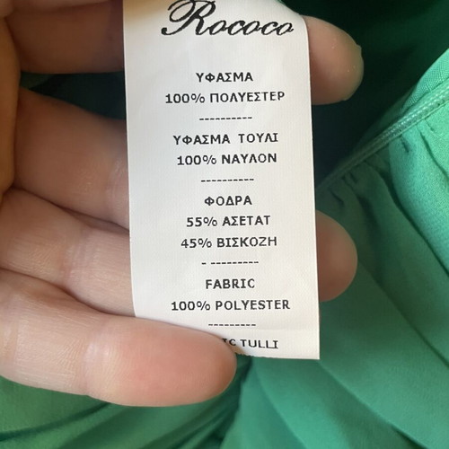 Rococo Off-Shoulder Summer Cocktail Dress Like New, Green, M/L