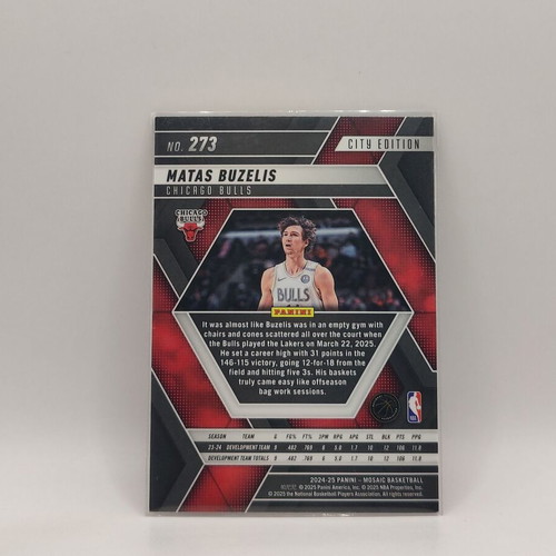 Matas Buzelis 2024-25 Panini Mosaic City Edition card new
