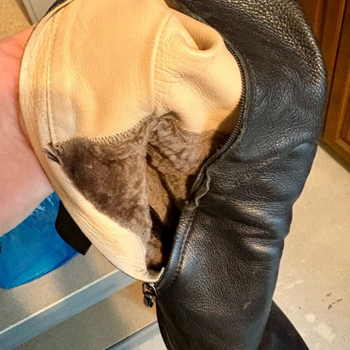 Leather boots with fur used, size 38, black