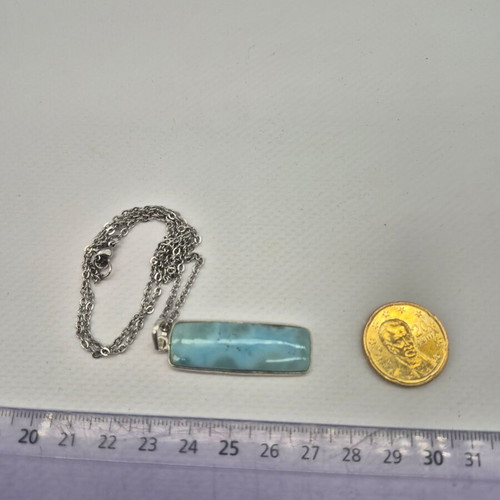 Larimar Silver 925 Necklace with Stainless Steel Chain new