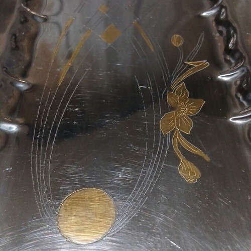 Vintage serving tray inox 18/10 with 24K gold leaf used