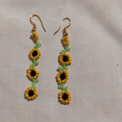 Knitted earrings with beads new, handmade