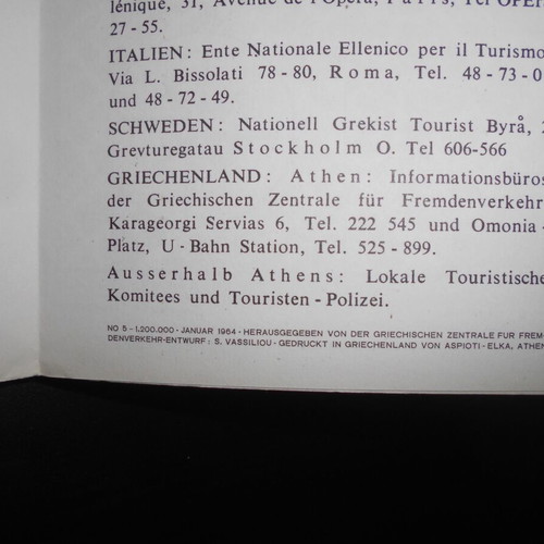 Athens EOT 1964 tourist brochure used, German