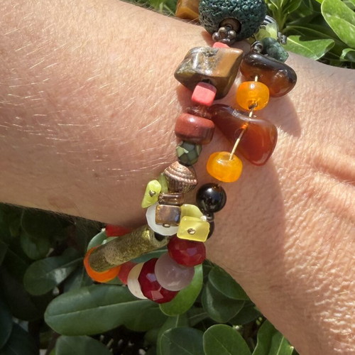 Bracelet with silver elements and semiprecious stones like new