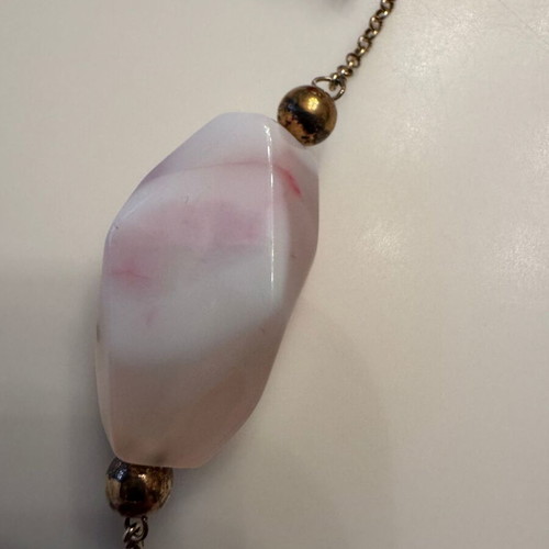 Gregio women's long necklace gold-plated 925 silver like new with pink stones