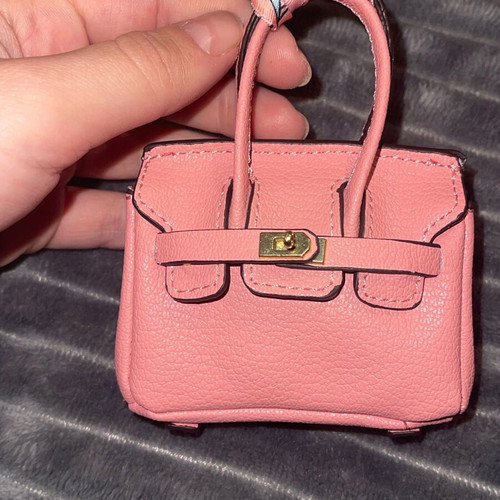Decorative keychain bag and case for earphones or cards new pink