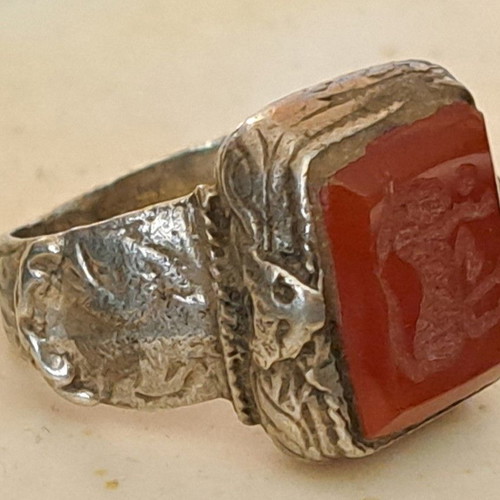Persian 19th Century Rings with Natural Stone, Like New