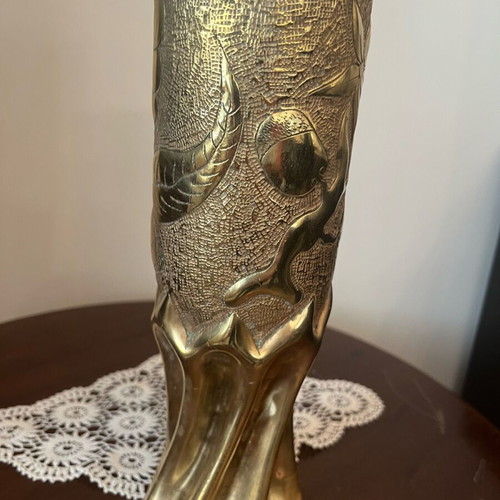 Artillery shell used decorative vase brass from World War II