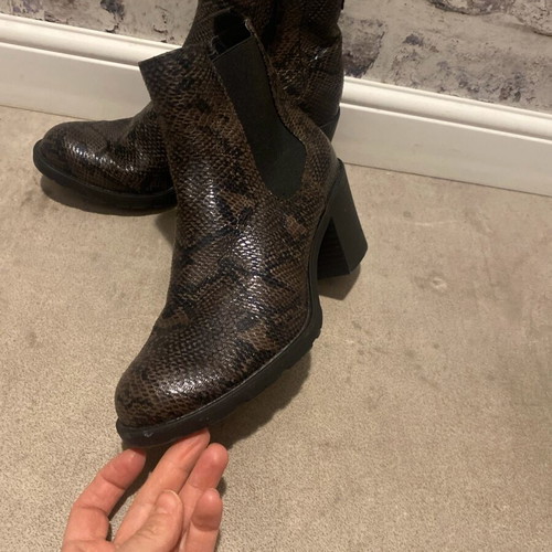 Pesaro women's leather boots new, snake print, brown, size 38