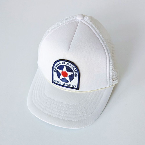 Cradle of Aviation Long Island NY white vintage trucker cap used