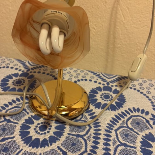 Vintage table lamp Art Nouveau used with hand-blown opaline glass shade