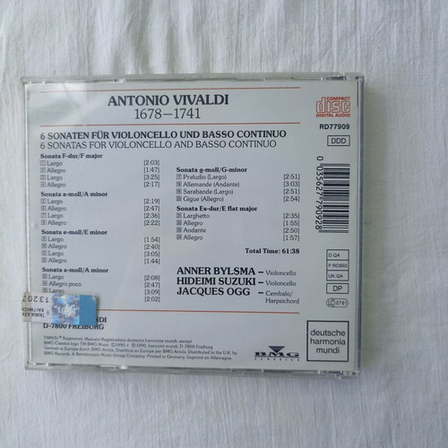 Anner Bylsma Vivaldi 6 Sonatas CD like new, classical