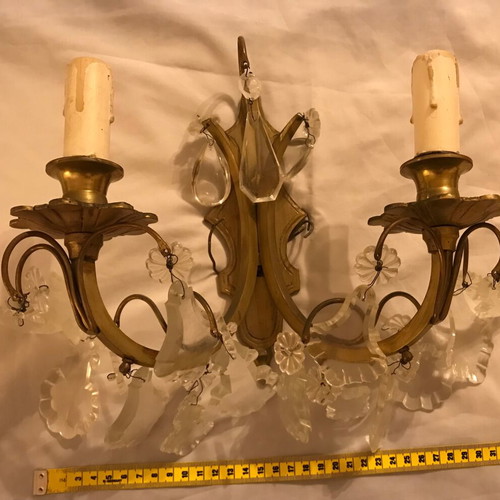Antique wall lights used, set of 2 with crystals