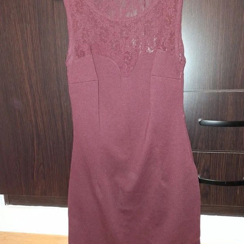 Toi&moi sleeveless dress with lace, size M, burgundy