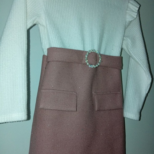 Girls' dress white-pink with glitter and strass details like new
