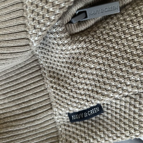 Navy & Green men's knitted cardigan beige khaki, like new
